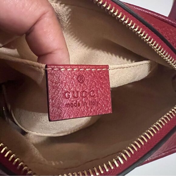 Gucci Ophidia Red Flora Small Camera Leather Canvas Flower Handbag Bag Italy - Picture 8 of 11